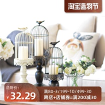 JK Mu space retro nostalgic old bird bird cage Candlestick American European style decorative window decoration ornaments