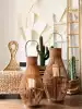 JK Mu space retro floor-to-ceiling candlestick Natural bamboo lantern Model room Garden hall decoration decoration set