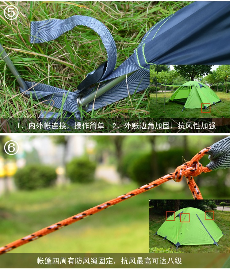 Wholesale PINNACLE outdoor 2-person 3-person double-layer double-door camping aluminum pole tent rainproof 3000mm