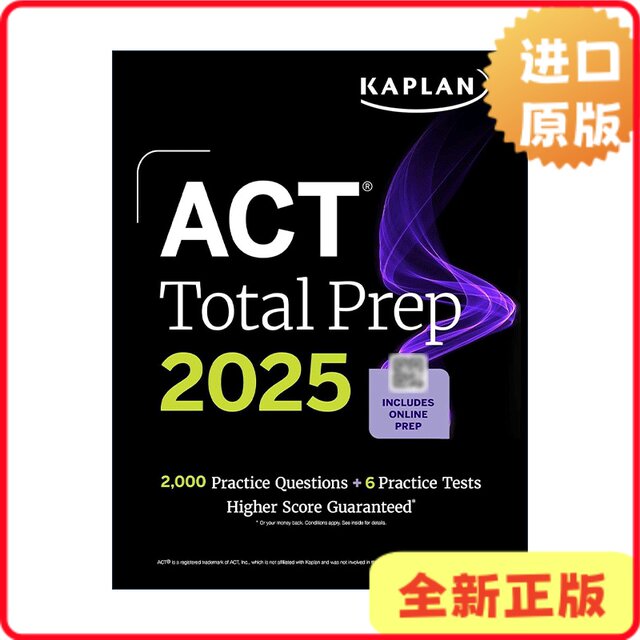 [Authentic in Stock] Act Total Prep 2025 Kaplan Act Test Preparation 2000+ Practice Questions 6 Sets of Practice Questions English Version Kaplan Test Prep9781506290423