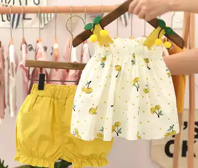 Baby Girl Set Summer Dress 2019 New Chinese Two Piece Set Fashionable Sling Children Summer Breathable Shorts Set
