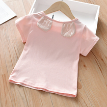 Child short sleeve T-shirt girl pure cotton child clothing girl baby girl child Korean version summer dress hit bottom blouses