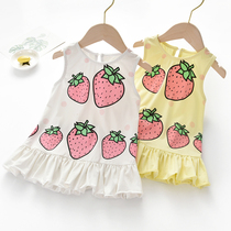  Girls Strawberry dress Cotton Vest Loose skirt 1-3-6 years old kindergarten children comfortable and cute skirt