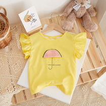 Childrens Clothing Baby Summer Clothing Sweet And Short Sleeves Foreign Air Pure Color Half Sleeve Blouse Summer Girl Bao T-shirt
