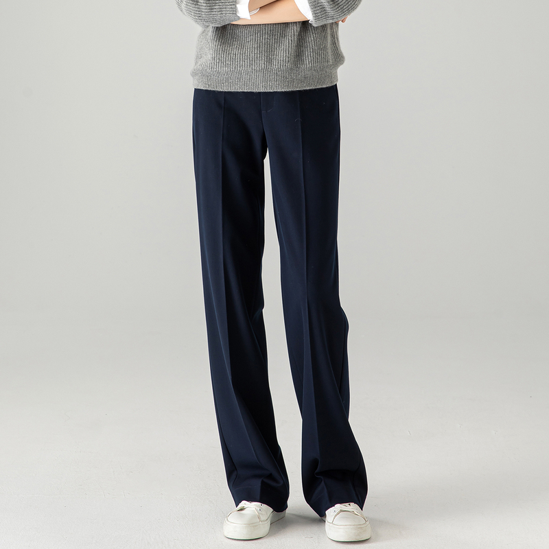 Wool Straight-Leg Pants for Women, Drapey Navy Blue, New Summer Style, Slim-Fit Suit Pants for Commuting, Spring Slimming Long Pants, Casual Pants Wool Straight-Leg Pants for Women, Drapey Navy Blue, New Summer Style, Slim-Fit Suit Pants for Commuting, Spring Slimming Long Pants, Casual Pants