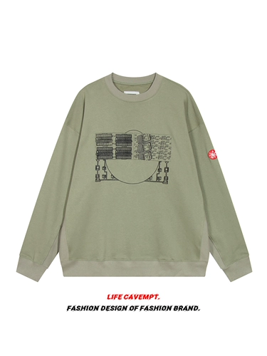 Life Cavented 2023FW CE Grey Green -зеленый воск с окрашенной ретро -вышив