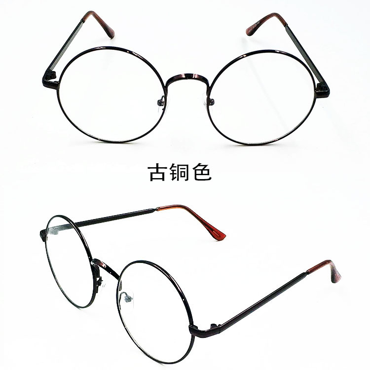 Kính khung mạng màu đỏ nghệ thuật phiên bản retro Hàn Quốc của những người đàn ông và phụ nữ phẳng gương tròn kính mắt theo toa kính chân - Kính gọng kính titan