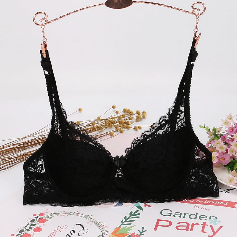 Summer ultra-thin breathable sexy lace lingerie ladies bra big chest small bra translucent