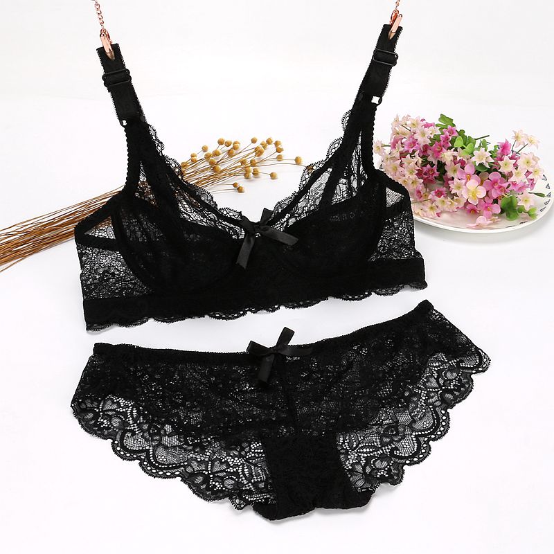 Summer ultra light lace underwear gathering fine-tuned bra underwear suit sexy perspective indentation