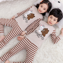 Childrens autumn clothes autumn pants set cotton boy girl warm underwear home baby baby boy boy autumn winter thin