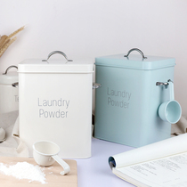 Powder Yan Nordic wind ins Wind washing powder bucket can hold 6-7kg small rice bucket 10kg send small spoon Anti Rust sunscreen
