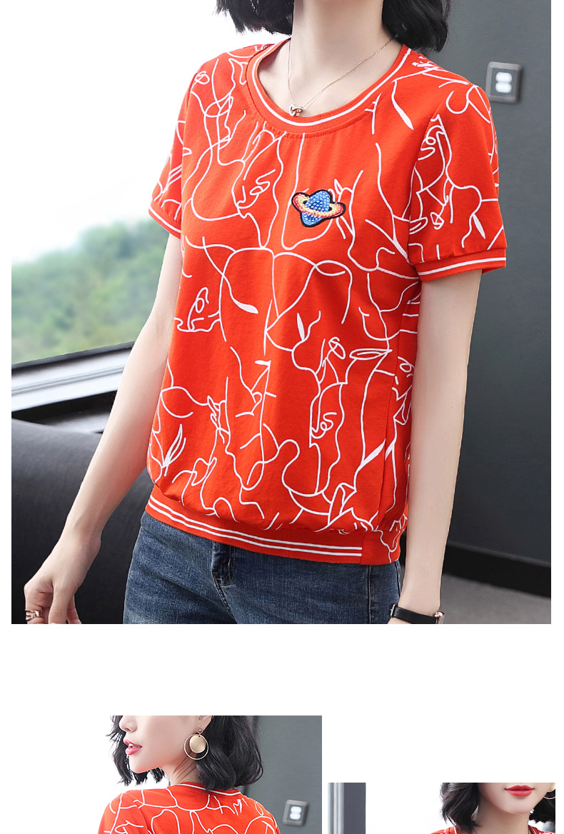 Áo thun in tay nữ ngắn tay 2019 hè mới phiên bản Hàn Quốc của áo sơ mi cổ tròn rộng tay áo sơ mi tay dài T - Áo phông áo thun tay dài nữ