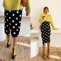 Polo point knitted pregnant womens autumn and winter New belly hip skirt long split-step wool skirt