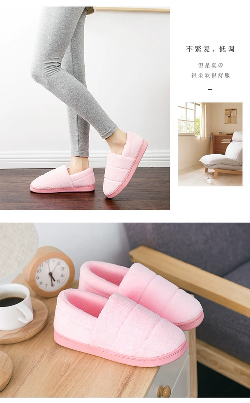 Giày cotton mùa đông 2018 trong nhà có đôi dép cotton ấm áp nhà cộng với nhung dày đáy giày trượt tháng dép hermes nữ