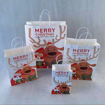 Christmas Gift Candy paper bag Christmas antlers Gift packaging return handle paper bag