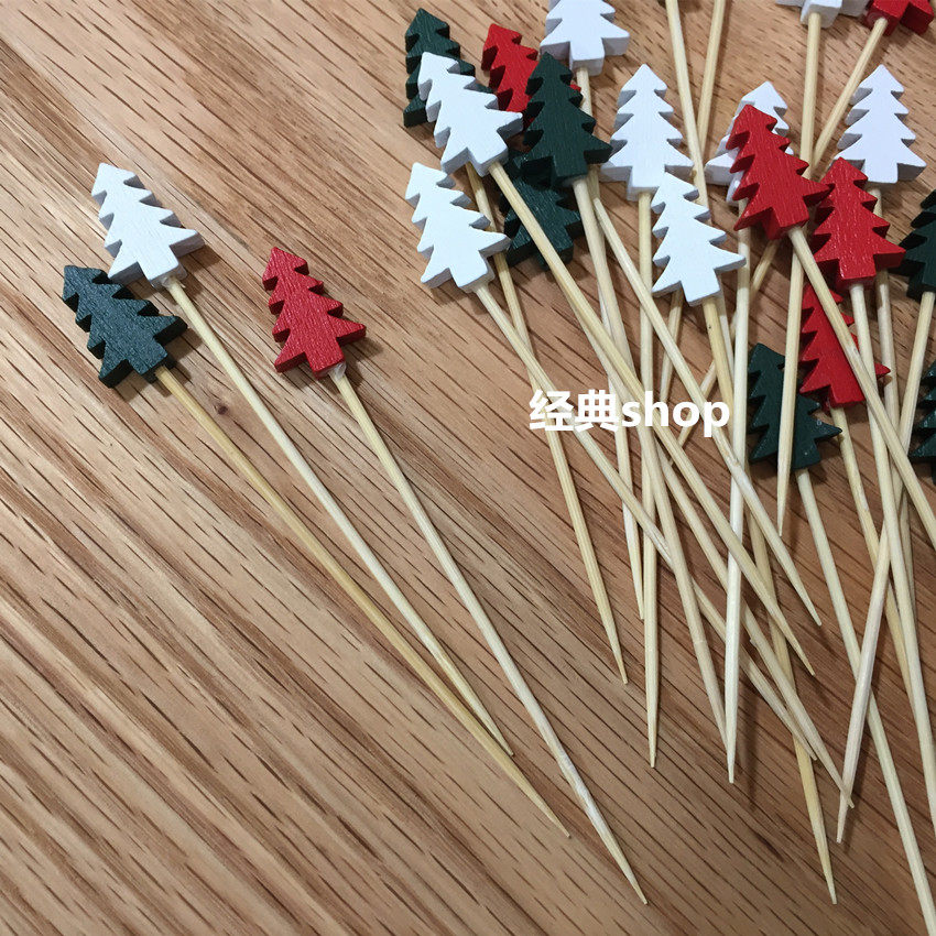 Bamboo Fruit Food Fork Sticks christmas tree Christmas tree decoration bamboo sticks