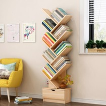 Ceyue simple small wooden childrens small bookshelf bookcase Floor-to-ceiling creative movable simple shelf