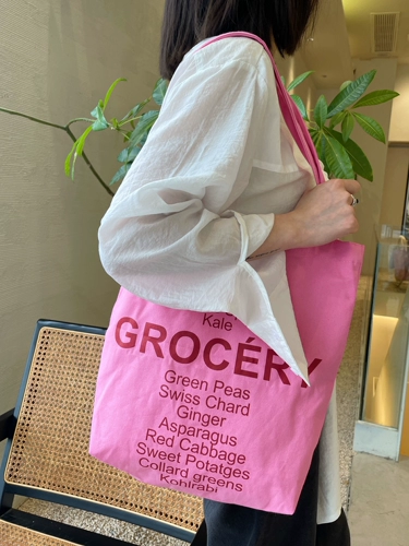 Lost Cold-Корейская нишевая розово-розовая холщовая сумка с буквами, сумка через плечо для обеденного стола, многоразовая сумка через плечо