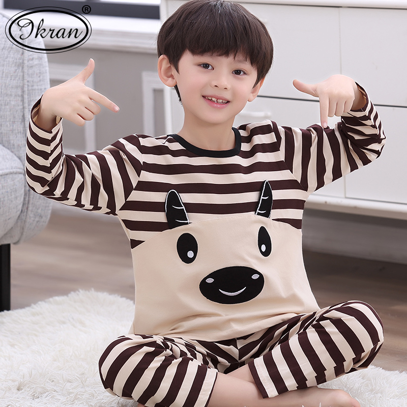 Children's pajamas Boys spring and autumn long-sleeved cotton little boy middle and large children cartoon home clothes Summer thin suit
