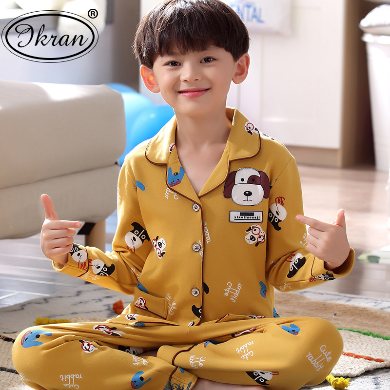 Children's pajamas Boys spring and Autumn cotton long-sleeved children's air conditioning cartoon boy home clothes Summer thin suit