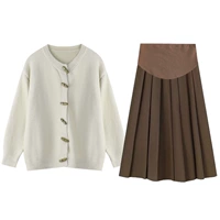 Свитер, кардиган, юбка с поддержкой живота, комплект