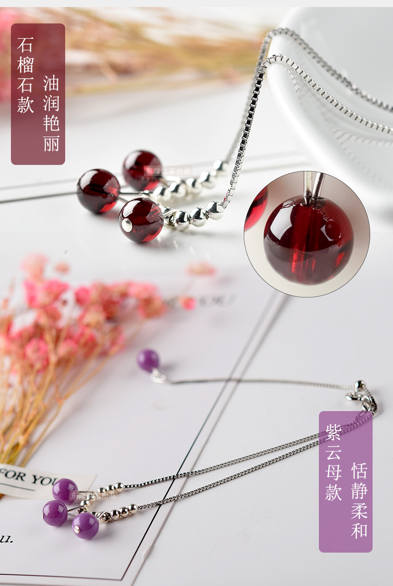 Gia đình Donghai có đầy đủ các ngôi sao và phụ nữ vòng chân bạc Mô hình đá garnet bằng đá ong bằng ngọc bích 925 trang sức pha lê vòng chân bạc vòng đeo chân nữ bằng vàng