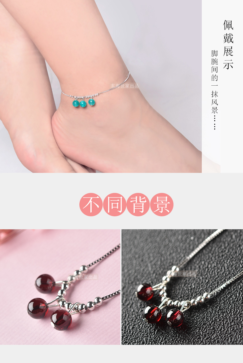 Gia đình Donghai có đầy đủ các ngôi sao và phụ nữ vòng chân bạc Mô hình đá garnet bằng đá ong bằng ngọc bích 925 trang sức pha lê vòng chân bạc vòng đeo chân nữ bằng vàng