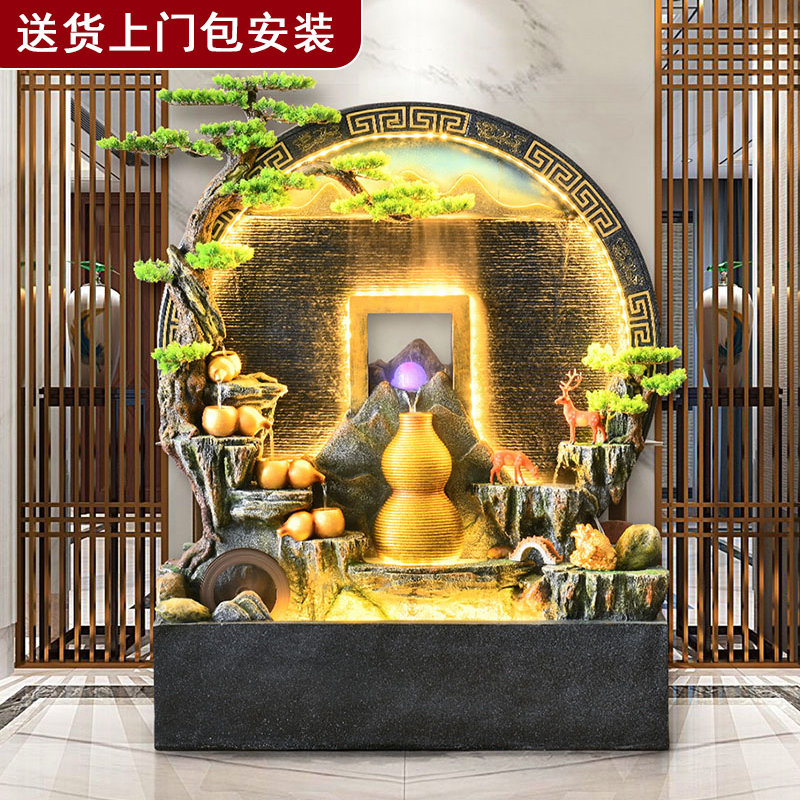 Entrance Porch Water Curtain Wall Flowing Water Wall Living Room Flowing Water Fountain Landscape Housewarming New Home Opening Gift Decorative Ornaments