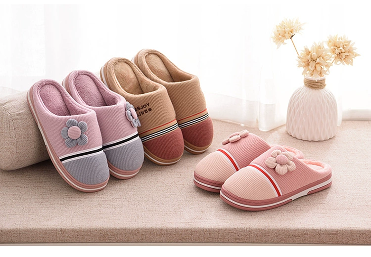 Dép cotton nữ trong nhà mùa đông nam đôi nửa túi với nhà mùa đông nhà nữ chống trượt dày dưới đáy dép len ấm áp