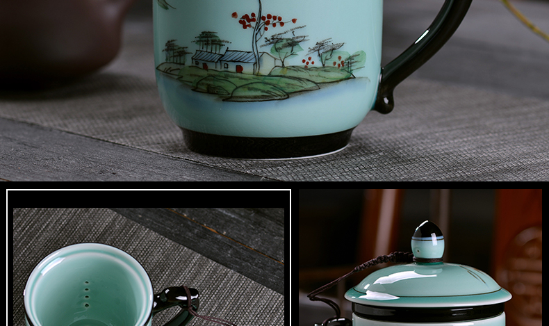 Jingdezhen all hand - made ceramic cup with cover filter cup tea cup household glass office gift mugs