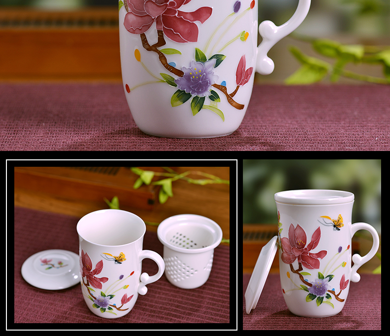 Ceramic cups fashion small personal filter with cover water in the cup three cups of tea cups cup gift mugs