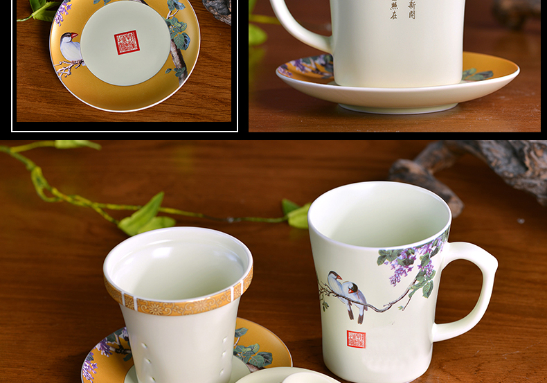 Jingdezhen ceramic cups, small meeting personal tea cups with cover filter 4 is the boss a gift boxes