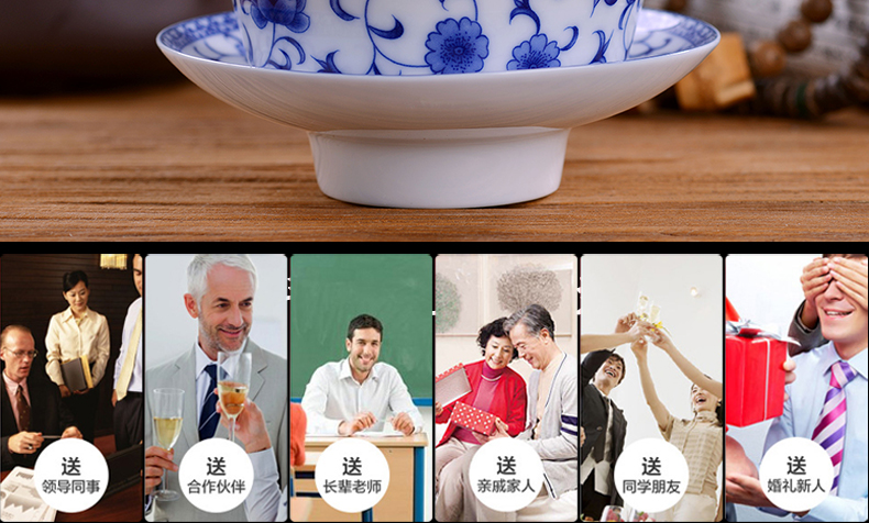 Jingdezhen blue and white porcelain covered bowl bowl ceramic bowl three begin kung fu tea set to catch a pot of tea bowl bowl is large