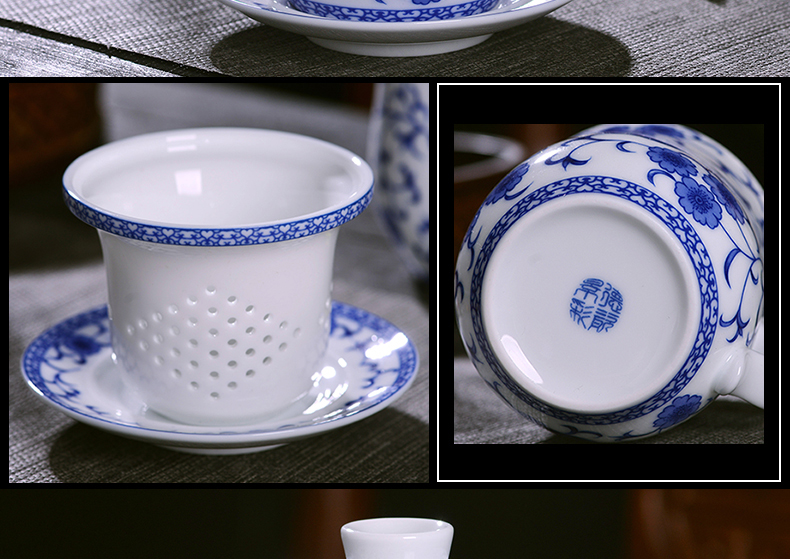 Jingdezhen ceramic cups with cover filter glass of blue and white porcelain enamel office cup household gift keller cup