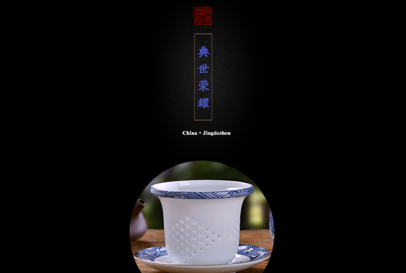 Office of jingdezhen ceramic cup blue and white porcelain paint home Office tea cup with lid filter glass gift mugs