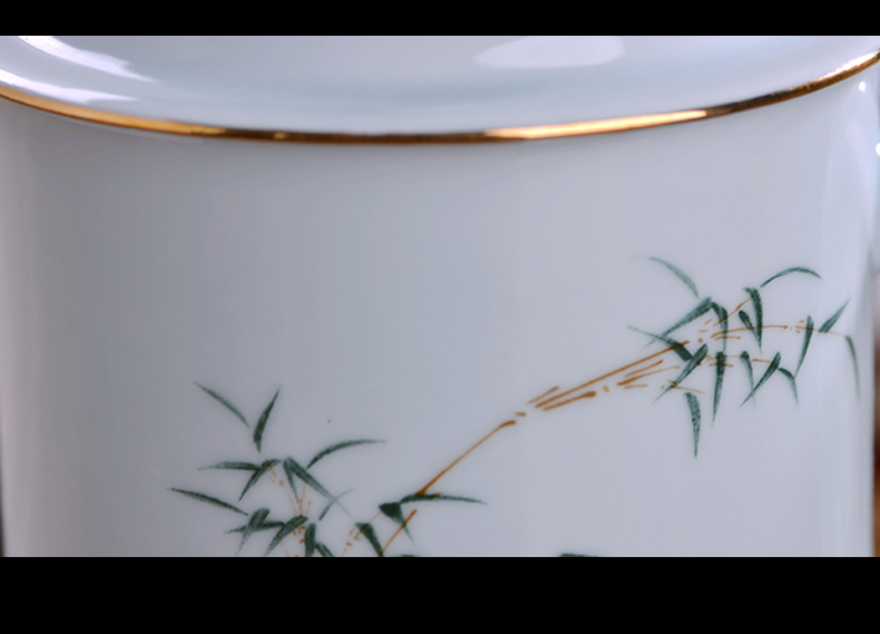 Jingdezhen ceramic cups with cover large water BeiYing green office boss cup tea cups with gift box