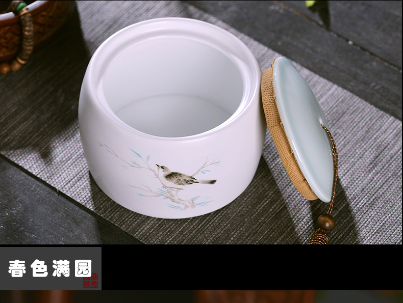 Jingdezhen ceramic seal caddy fixings inferior smooth big trumpet moistureproof puer tea pot home office storage tanks