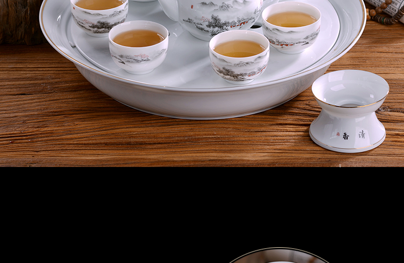 Jingdezhen ceramic kung fu tea set suits for Chinese style home office of a complete set of manual teapot tea tray was gift cups