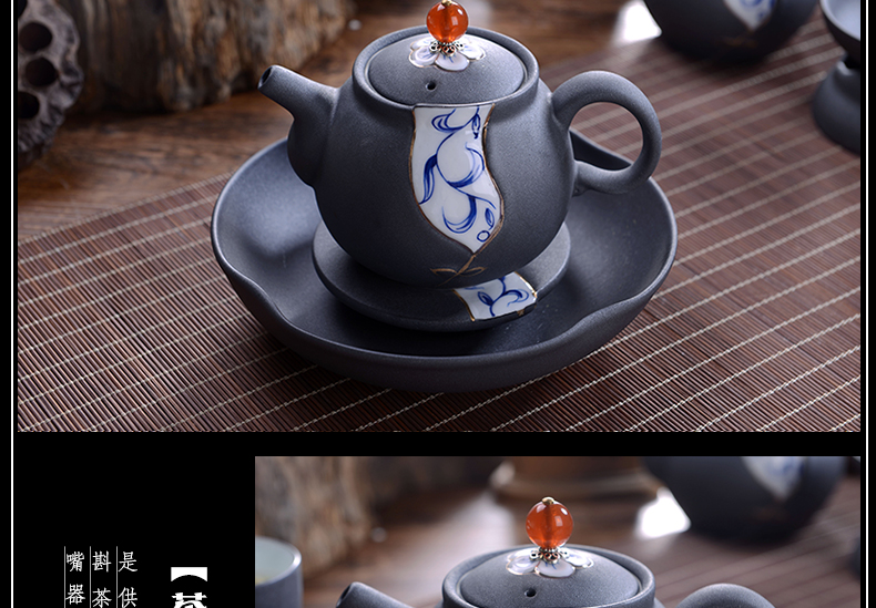 Jingdezhen kung fu tea set coarse pottery porcelain teapot tea cups) a complete set of ceramic tea set home