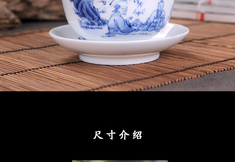 Open the slice tureen tea pot of tea bowl of tea set three to bowl of jingdezhen blue and white porcelain ceramic sample tea cup to tea cups