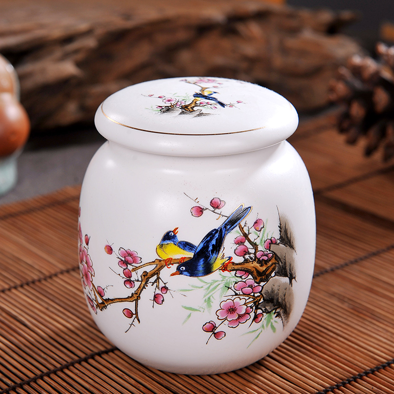 Caddy fixings jingdezhen ceramics with cover seal pot small storage POTS portable storage tea pot tea Caddy fixings and POTS