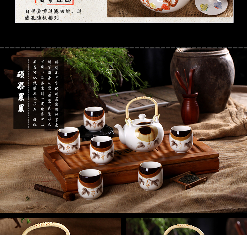Jingdezhen work household ceramics girder pot of kung fu tea set gift high - capacity teapot teacup gift boxes