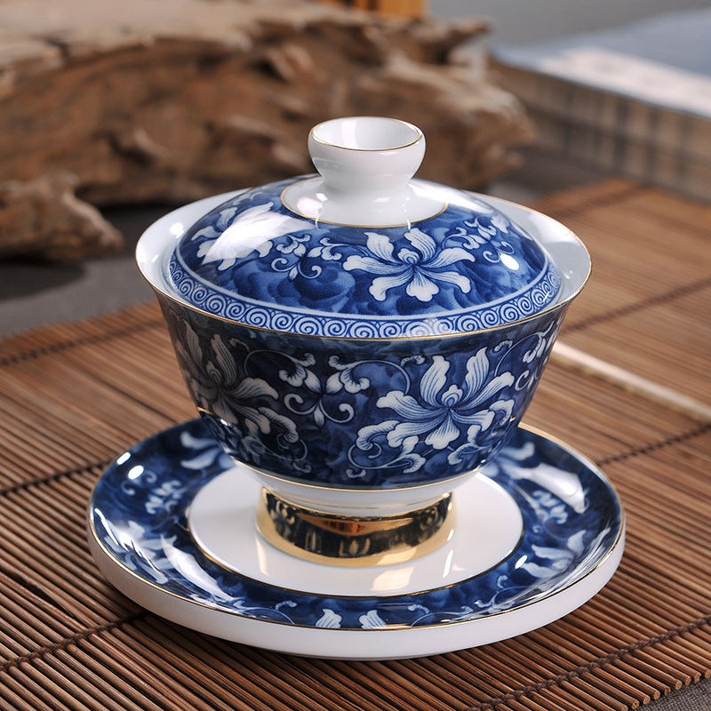 Blue and white tea sets suit jingdezhen ceramic kung fu tea set a complete set of sample tea cup GaiWanCha gift boxes