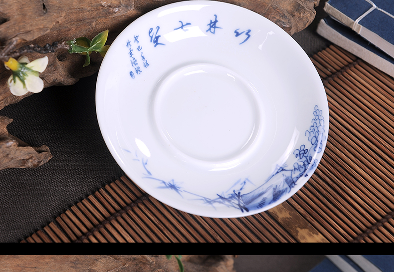 Open the slice tureen tea pot of tea bowl of tea set three to bowl of jingdezhen blue and white porcelain ceramic sample tea cup to tea cups
