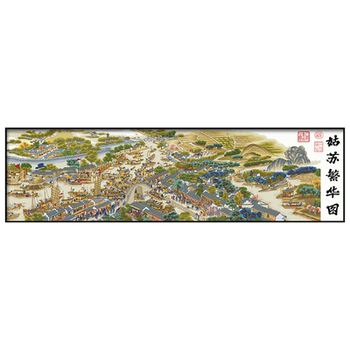 Gusu prosperity ຮູບພາບ cross stitch thread ຖັກແສ່ວໃຫມ່ 2024 ຫ້ອງດໍາລົງຊີວິດຂະຫນາດໃຫຍ່ຈີນພູມສັນຖານຄລາສສິກສີມືຖັກແສ່ວ
