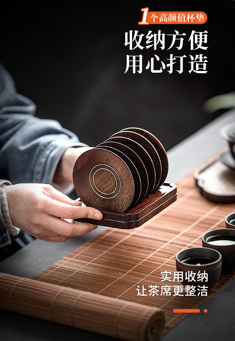 Evan ceramic ebony wood mat cup mat creative tea saucer insulation cup tea accessories saucer