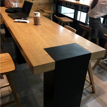 Minimalist solid wood Bar table modern table and chairs Combined Starbar stool High foot table Cafeteria Bar dining table and chairs High bar