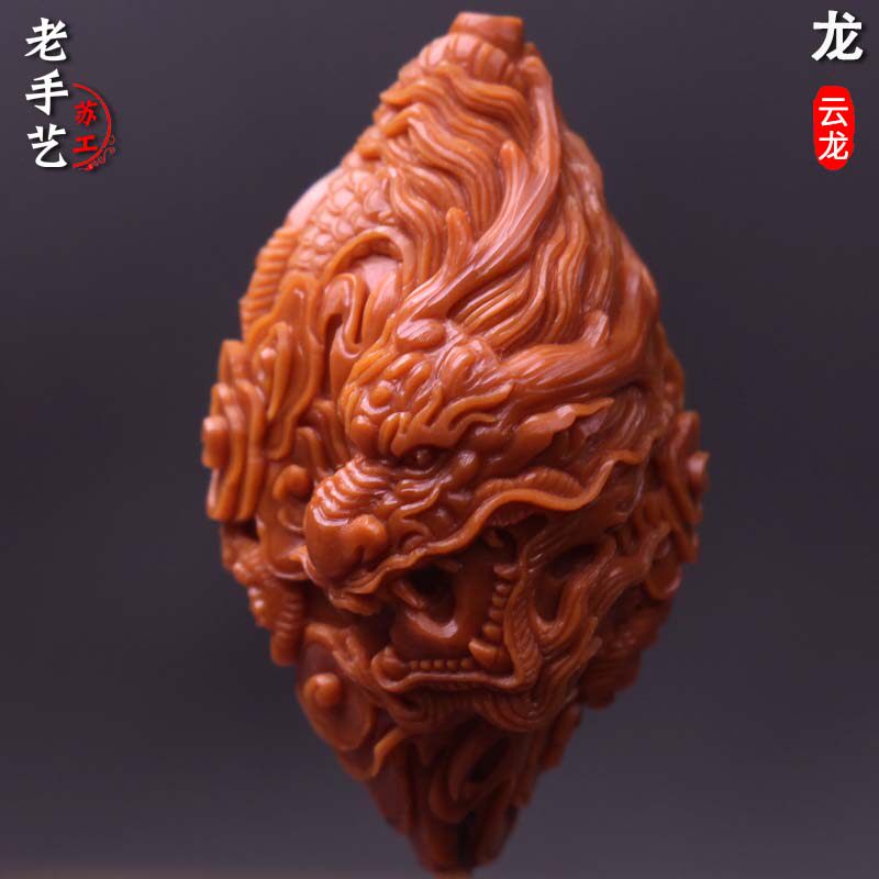 Soko Famous Olive Nuclear Pure Handmade Stone Breaking Sky Throng Single Seed Handlebar Pendant Nuclear Sculpted Hand String Engraving for Hanging Pendant