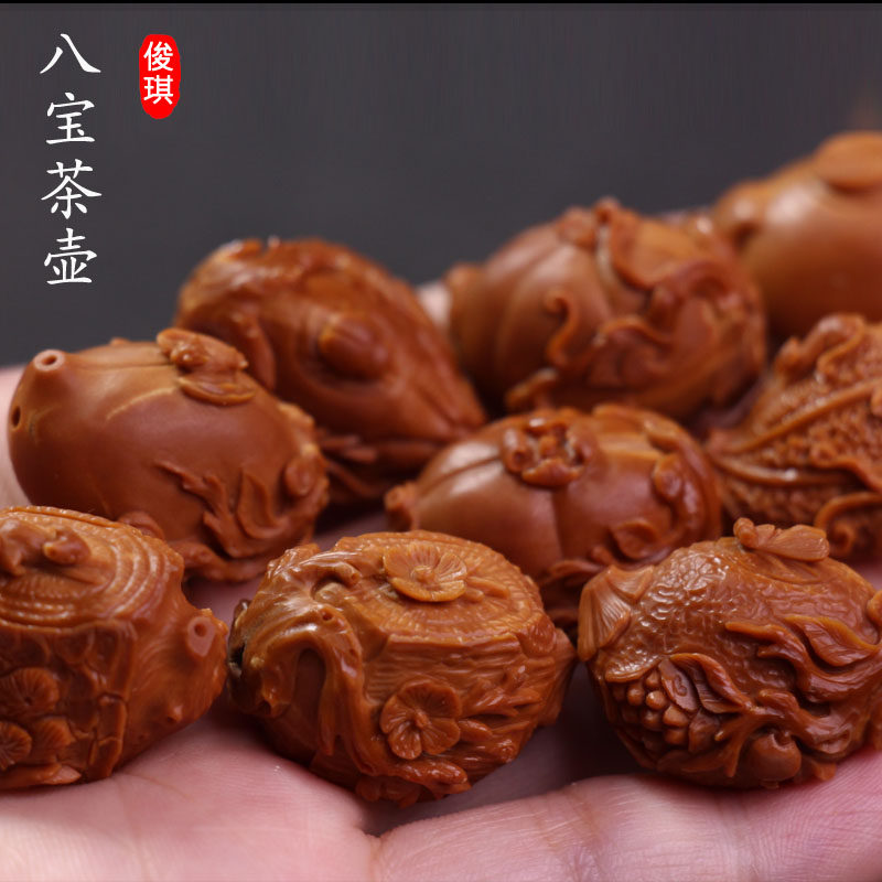 Su Industrial Olive Nucle pure hand carved Bao Tea pot to string of large seeds old oil core Sukuki famous home