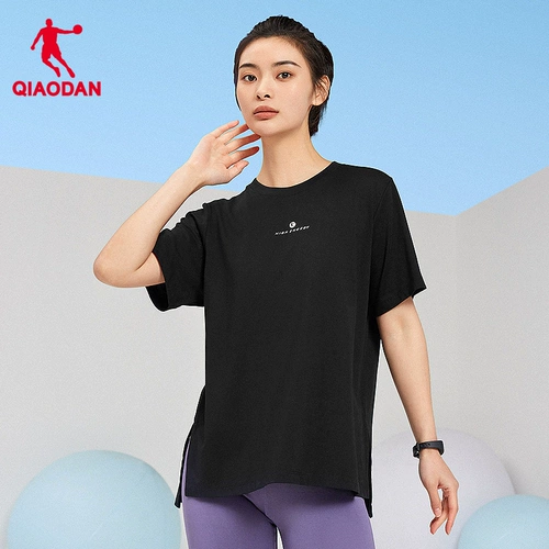 Спортивная летняя футболка с коротким рукавом, длинная одежда для йоги для отдыха, оверсайз, средней длины